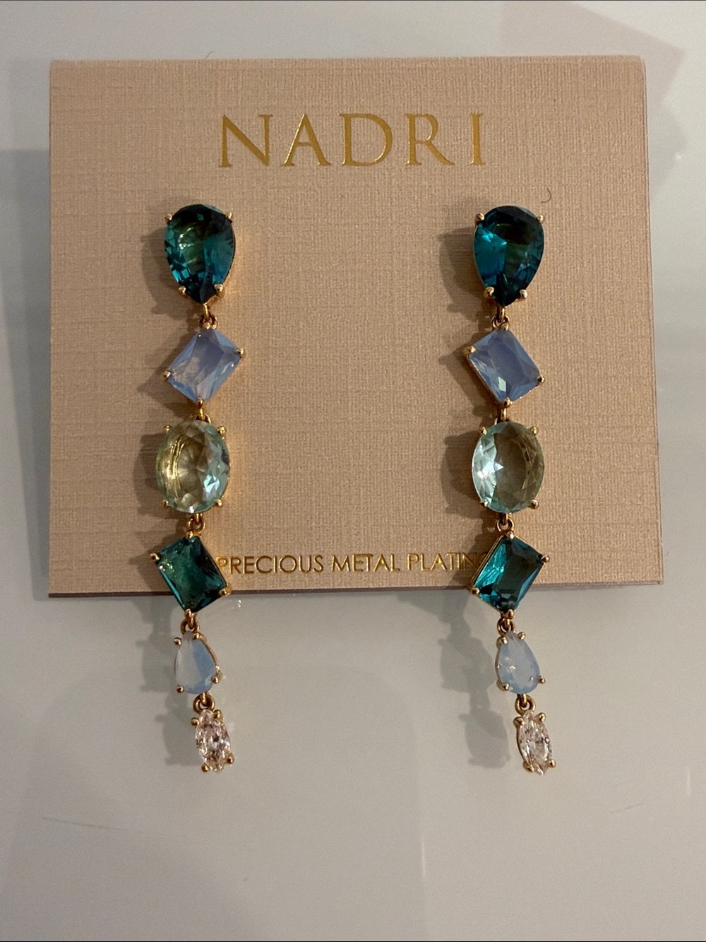 NWT Nadri Gold-Tone Palm Springs Cubic Zirconia Drop Earrings